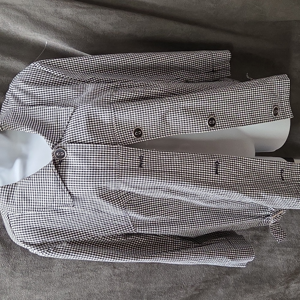 Women's Black & White Gingham Button Jacket